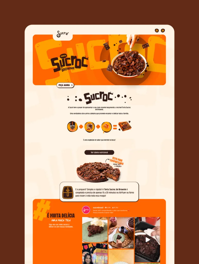 Landing page Torta Sucroc by Sucre 1 - Desenvolvimento LP de vendas Torta Sucroc para a Sucré - 3 - Camaraux, consultoria em UX design, projetos centrados no usuário