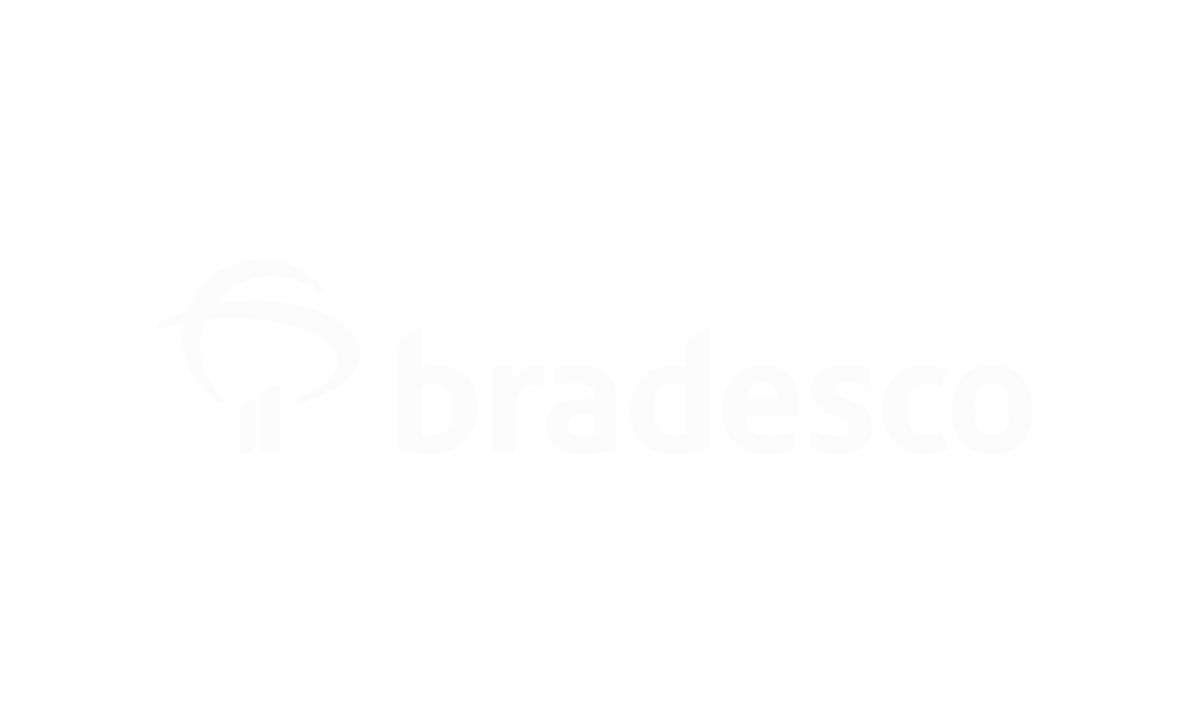 Logotipo da instituição financeira Bradesco em fundo branco.
