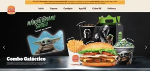 Combo Galáctico do Burger King com itens de comida e personagens de Star Wars.