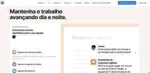 Interface do Notion mostrando assistente de respostas rápidas e perguntas para automatização de tarefas.