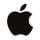 Logotipo da Apple com maçã estilizada e folha.