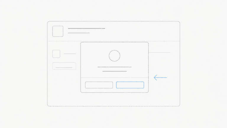 Wireframe de uma janela com modal de confirmação antes de uma ação de inteligência artificial