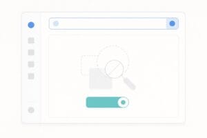 Wireframe de uma interface de busca com consulta preservada e uma ação para recuperar resultados