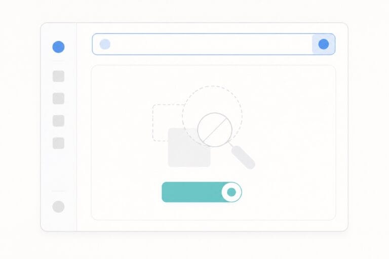 Wireframe de uma interface de busca com consulta preservada e uma ação para recuperar resultados