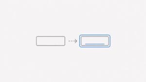 Wireframe 2D com um controle neutro e outro com contorno azul de foco de teclado.