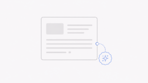 Cartão de conteúdo com um indicador visual próximo, representando a identificação de conteúdo gerado por inteligência artificial
